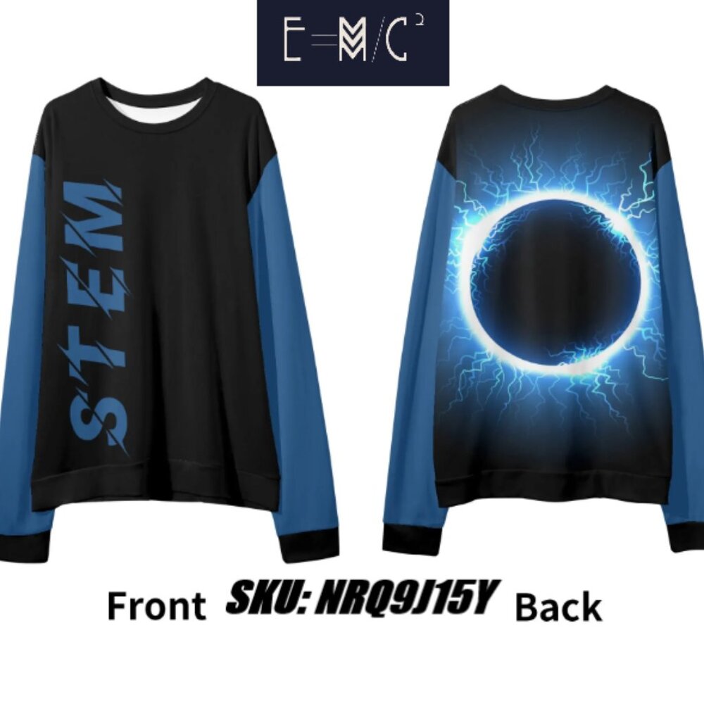 E=M/C2 Unisex Adult Black Hole Blue Casual Loose Pullover Sweatshirt